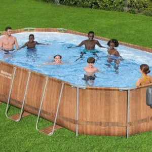 בריכת אובלית במידה 610X366X122 דמוי עץ/פרקט דגם 56719 כוללת מערכת ספא מובנת ותאורת לד *דגם 2026*